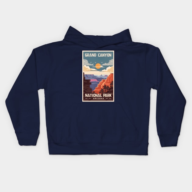 A Vintage Travel Art of the Grand Canyon National Park - Arizona - US Kids Hoodie by goodoldvintage